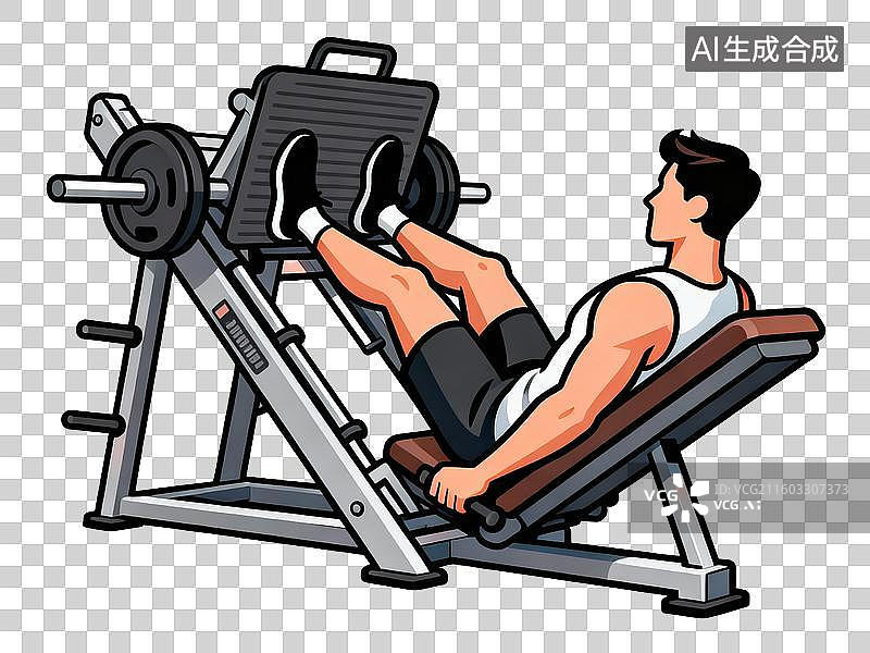 【AI数字艺术】男子在健身房进行腿举训练图片素材