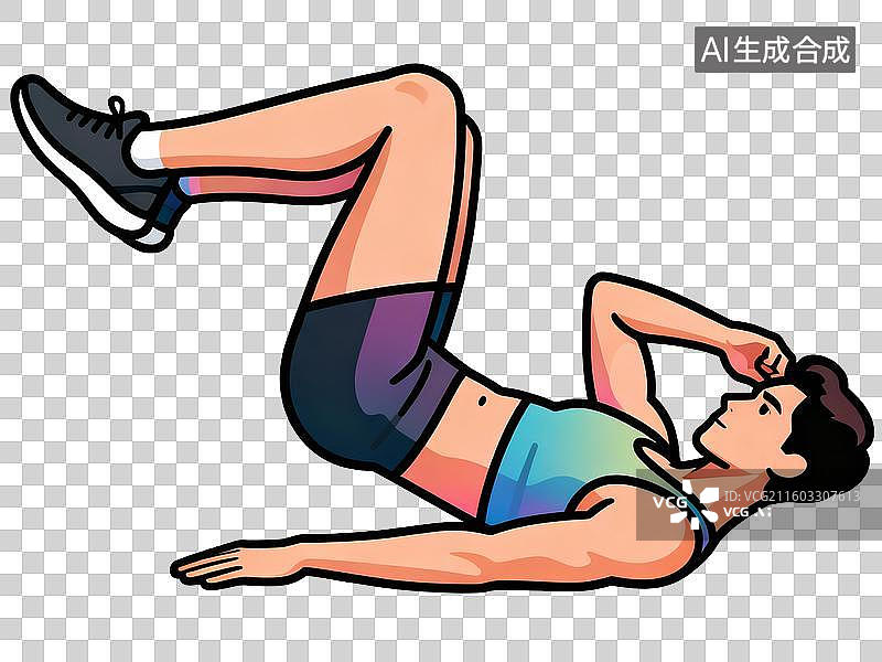 【AI数字艺术】男子做仰卧起坐锻炼腹部图片素材