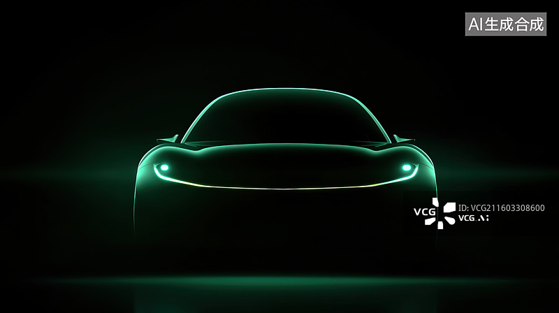 【AI数字艺术】发光轮廓的未来感汽车图片素材