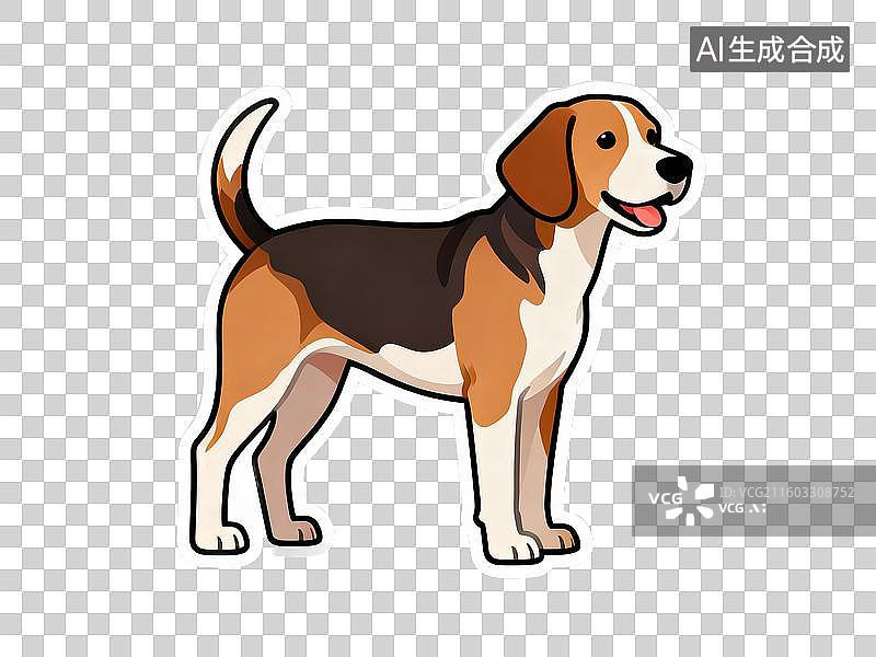 【AI数字艺术】卡通风格站立的狗贴纸图片素材