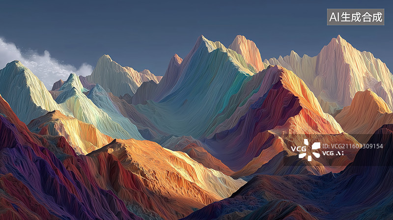 【AI数字艺术】彩色山脉抽象画图片素材