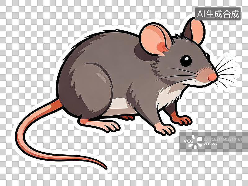 【AI数字艺术】可爱的灰色老鼠贴纸图片素材