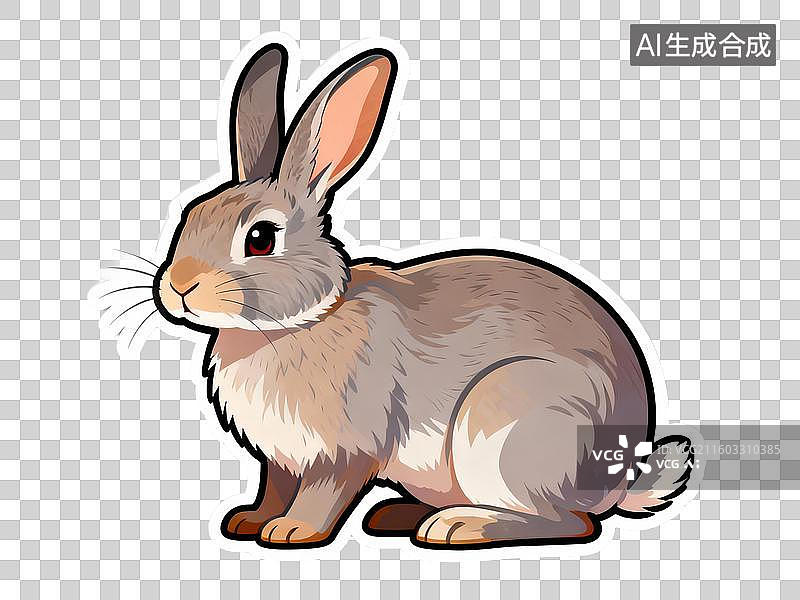 【AI数字艺术】可爱的白兔棕兔贴纸图片素材