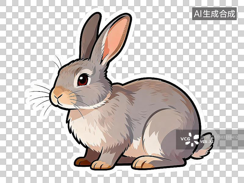 【AI数字艺术】可爱的白兔棕兔贴纸图片素材