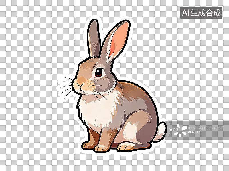 【AI数字艺术】可爱的白兔棕兔贴纸图片素材