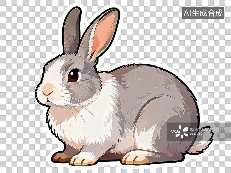 【AI数字艺术】可爱的白兔棕兔贴纸图片素材