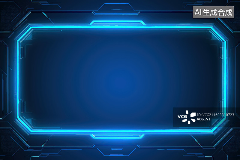 【AI数字艺术】蓝色科技边框背景图片素材