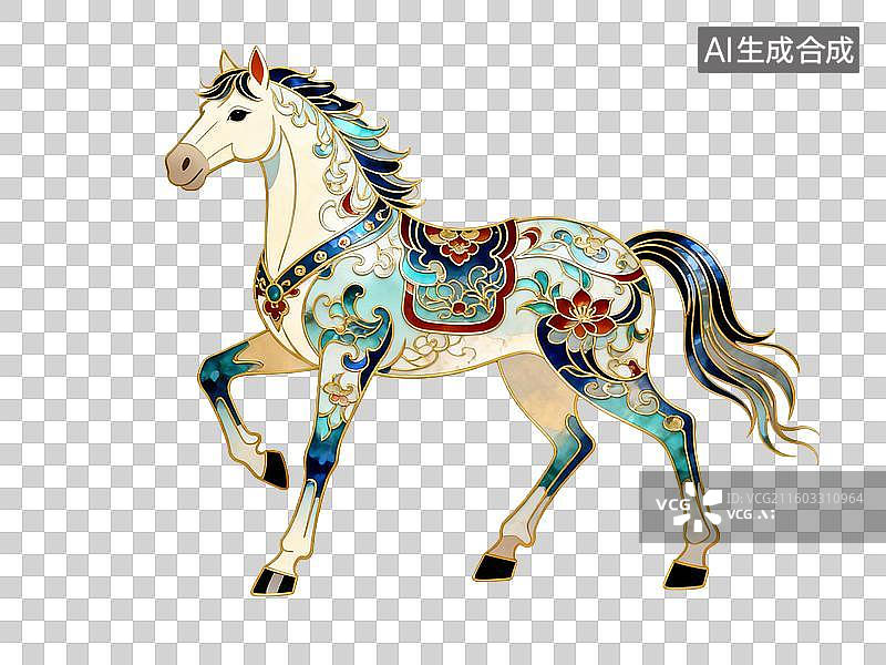 【AI数字艺术】色彩斑斓的装饰马图案图片素材