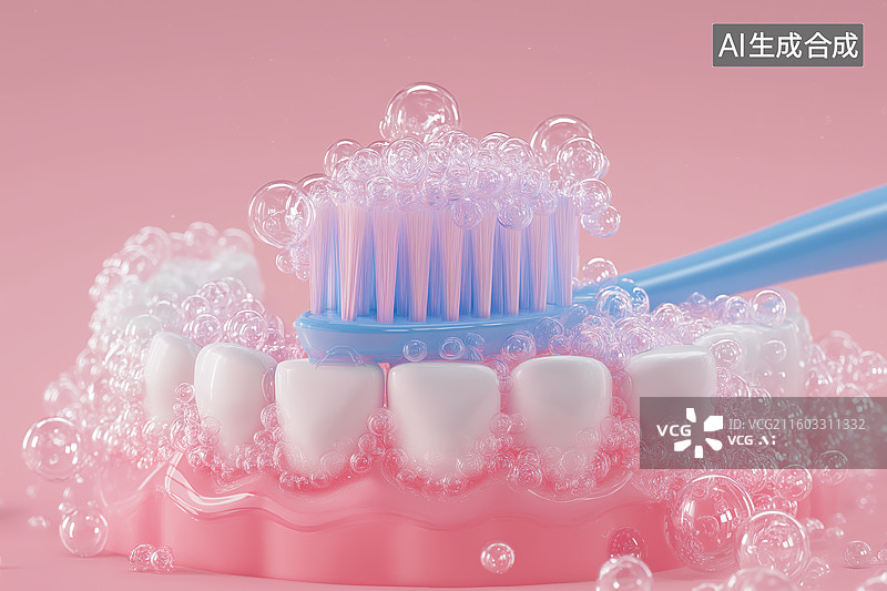 【AI数字艺术】牙刷清洁牙齿模型图片素材
