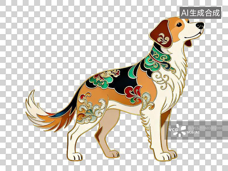 【AI数字艺术】具有精美花卉图案的狗狗图片素材