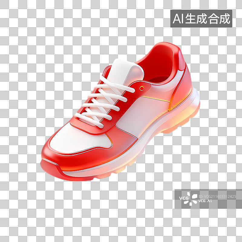 【AI数字艺术】时尚红白配色休闲运动鞋图片素材