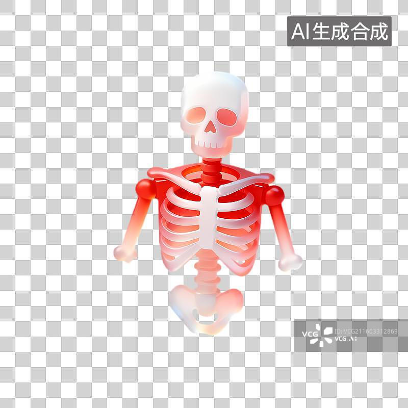 【AI数字艺术】医学教育用3D人体骨骼图示图片素材
