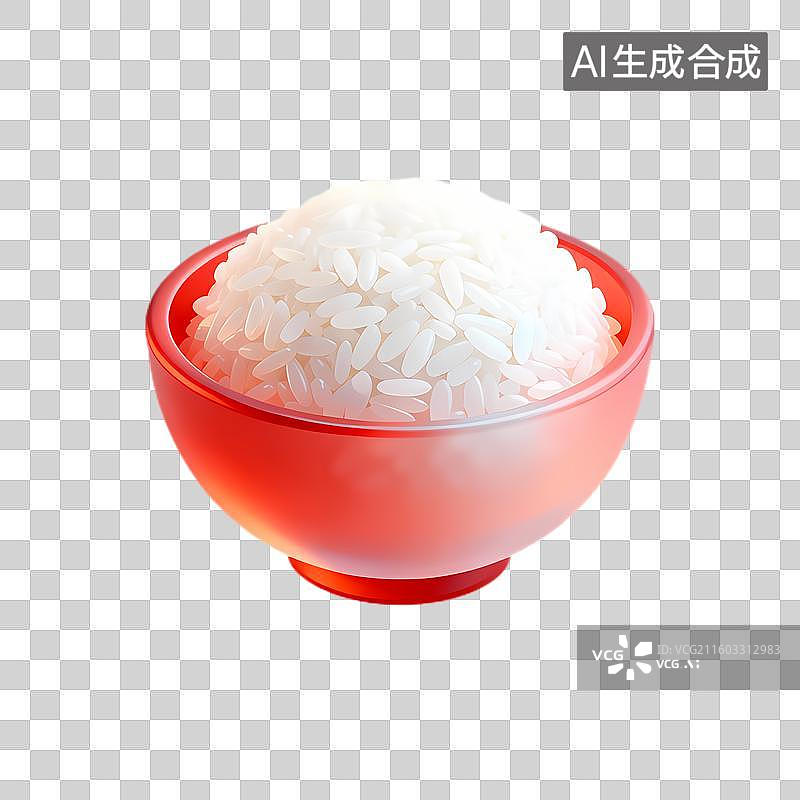 【AI数字艺术】红色碗中的一碗白米饭图片素材