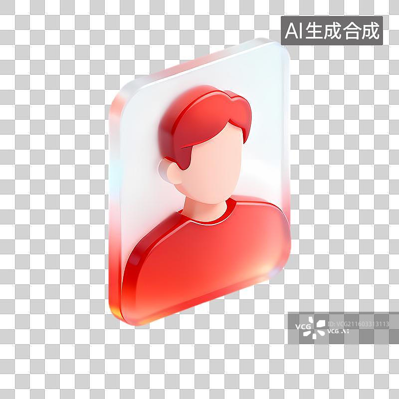 【AI数字艺术】红色头发红色上衣的3D头像图片素材