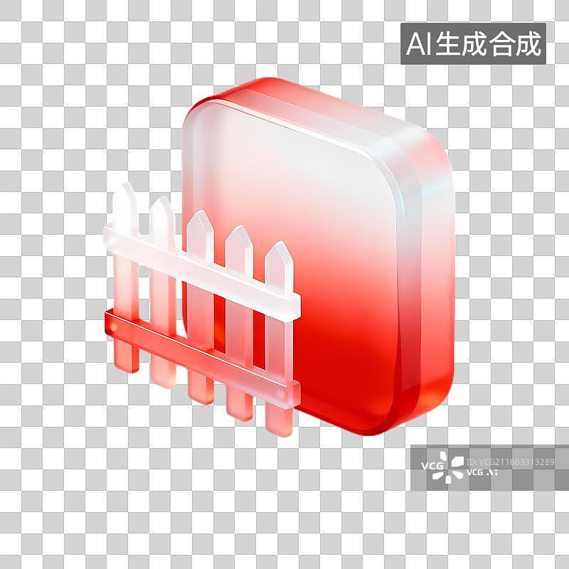 【AI数字艺术】红色白色栅栏图标图片素材