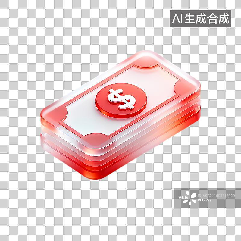 【AI数字艺术】红色白色美元钞票堆叠图标图片素材