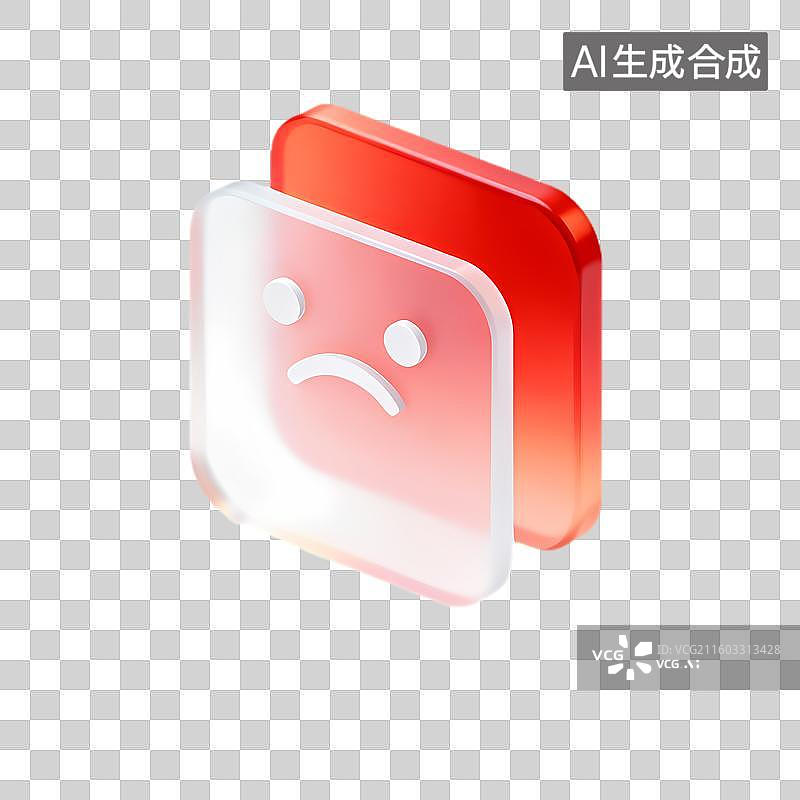 【AI数字艺术】带有悲伤表情的立体方形图标图片素材
