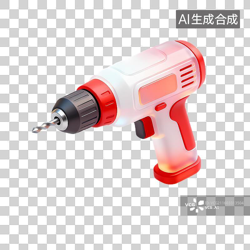 【AI数字艺术】红白配色的无绳电钻图片素材