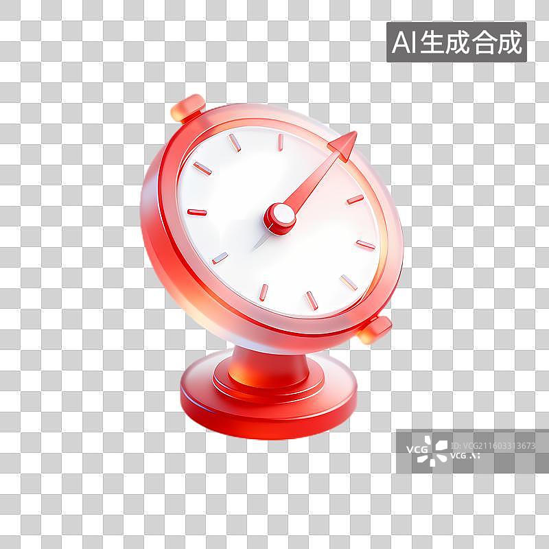 【AI数字艺术】红色模拟时钟显示时间图片素材