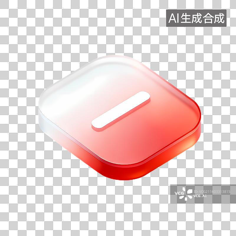 【AI数字艺术】红色方形带白色减号图标图片素材
