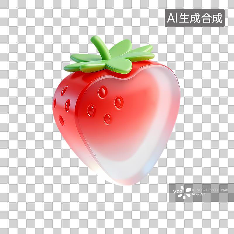 【AI数字艺术】立体呈现的红色草莓形象图片素材
