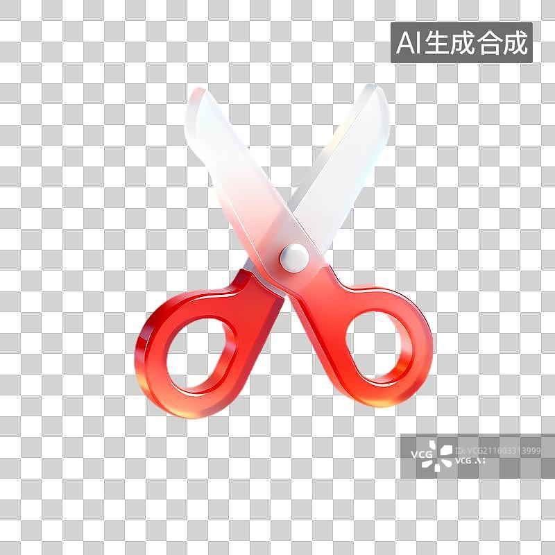 【AI数字艺术】红色手柄的锋利剪刀图片素材