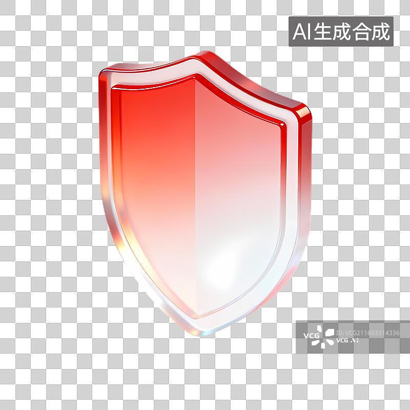【AI数字艺术】红色渐变防护盾牌图片素材