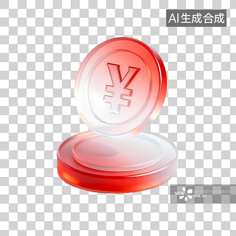 【AI数字艺术】红色日元符号透明硬币图片素材