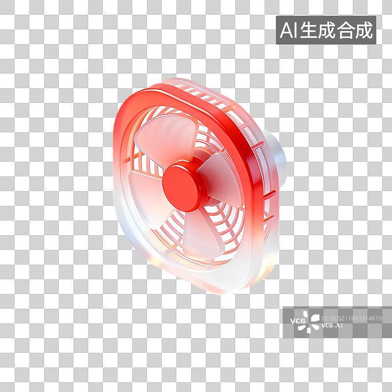 【AI数字艺术】一个小型红白透明风扇图片素材