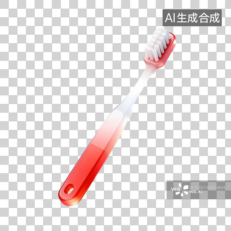 【AI数字艺术】红色牙刷用于口腔清洁图片素材