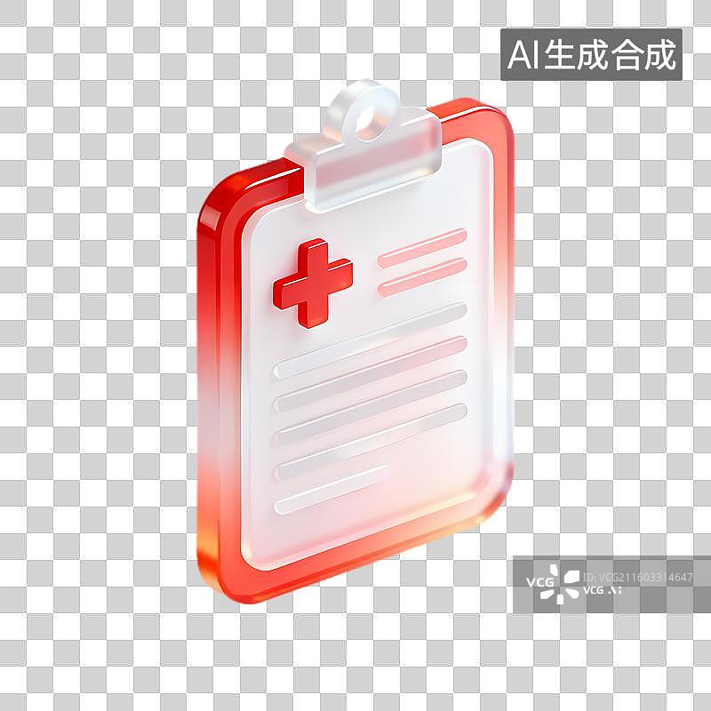 【AI数字艺术】医疗记录用的红色十字剪贴板图片素材