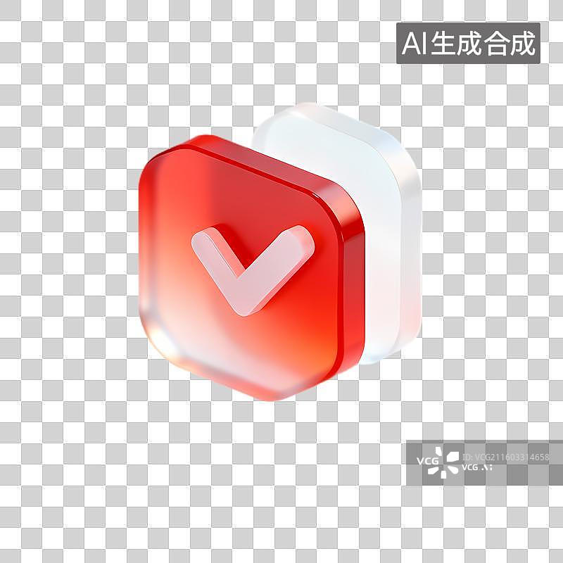 【AI数字艺术】红色立体确认图标图片素材