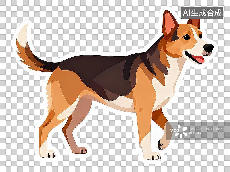 【AI数字艺术】卡通风格站立的狗狗贴纸图片素材