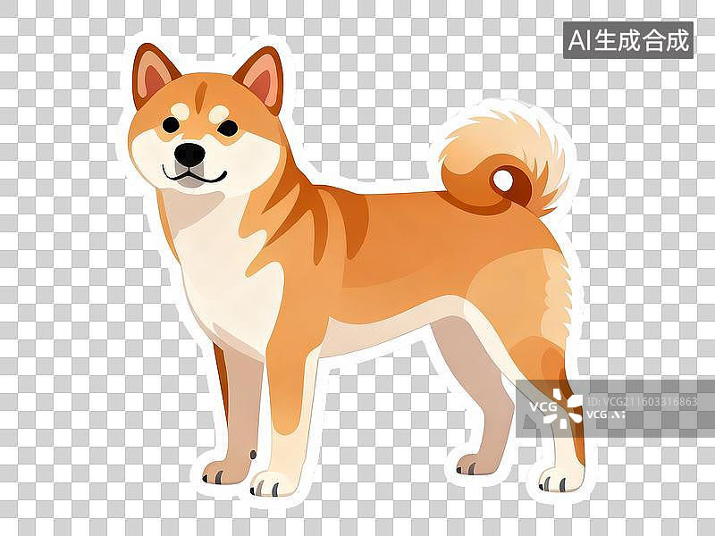 【AI数字艺术】卡通风格站立的狗狗贴纸图片素材