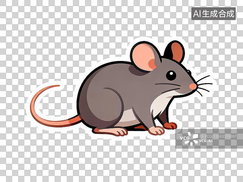 【AI数字艺术】可爱的灰色老鼠贴纸图片素材
