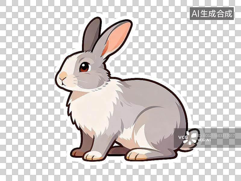 【AI数字艺术】可爱的白兔棕兔贴纸图片素材