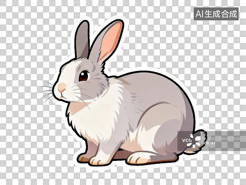 【AI数字艺术】可爱的白兔棕兔贴纸图片素材