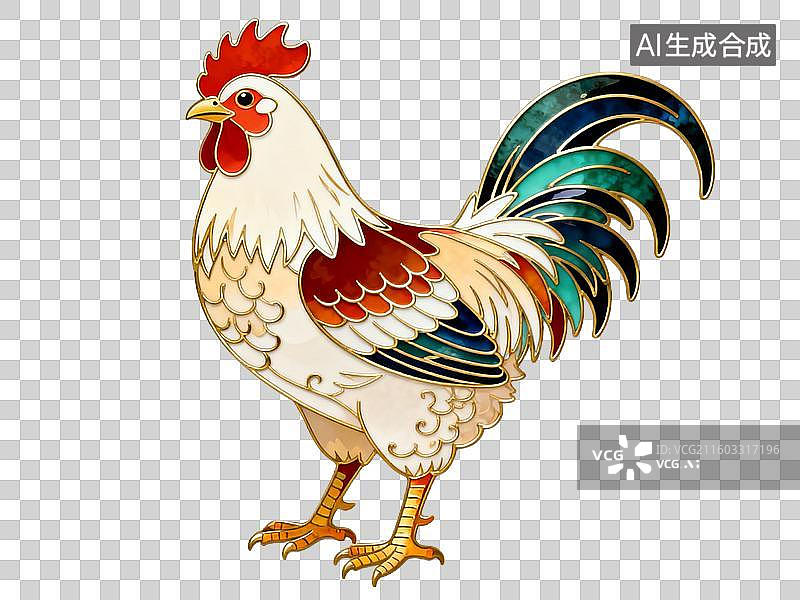 【AI数字艺术】色彩斑斓的公鸡精美插画图片素材