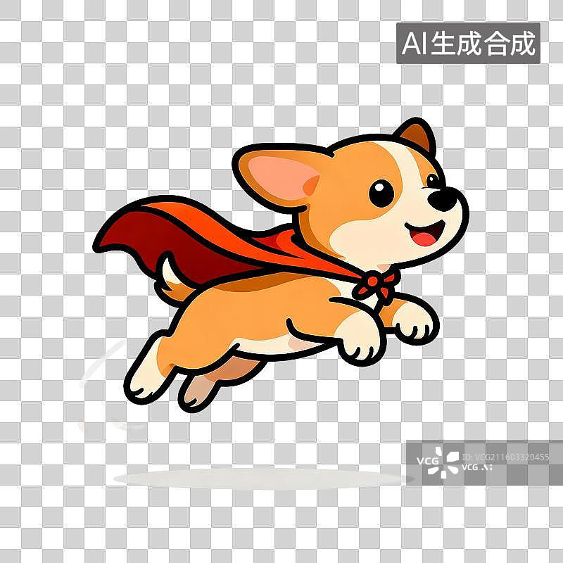 【AI数字艺术】身穿斗篷飞翔的小狗图片素材