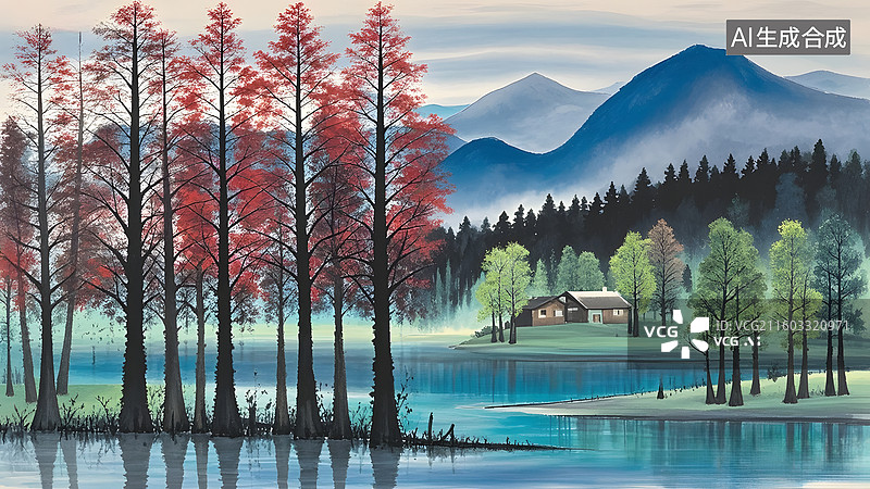 【AI数字艺术】水杉图片素材