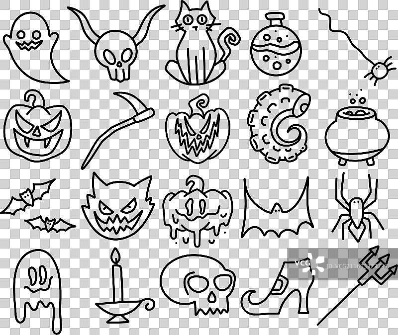 万圣节诡异涂鸦图标图片素材