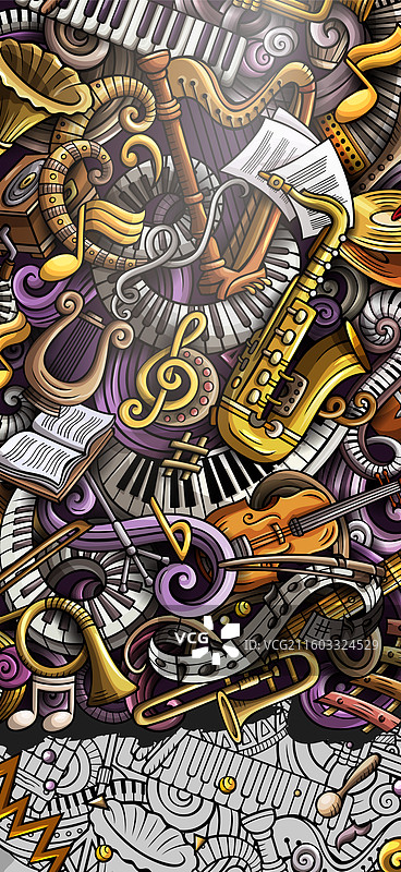 经典音乐手绘涂鸦横幅卡通图片素材
