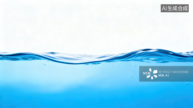 【AI数字艺术】纯色背景下的水面剖面视角图片素材