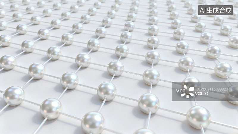 【AI数字艺术】银白珍珠色链式网状抽象背景图片素材