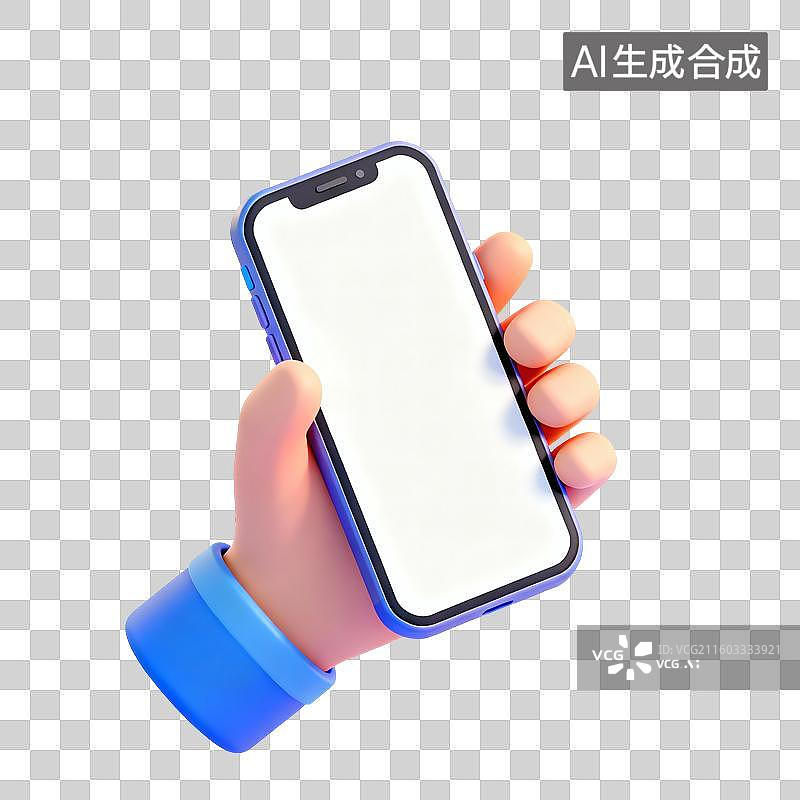 【AI数字艺术】手拿着手机三维插画图片素材