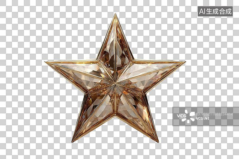 【AI数字艺术】卡通风格，一枚五角星PNG格式的免扣元素图片素材