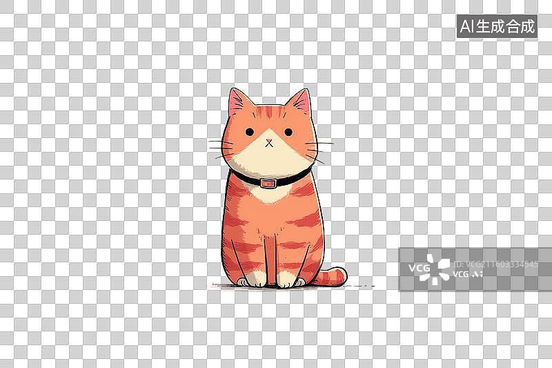 【AI数字艺术】卡通风格，一只可爱的猫咪PNG格式的免扣元素图片素材