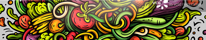 卡通涂鸦蔬菜横幅背景图片素材