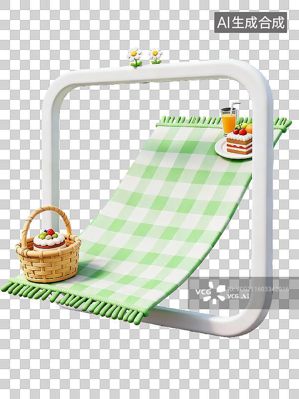 【AI数字艺术】3d粘土质感夏季节气野餐边框元素图片素材