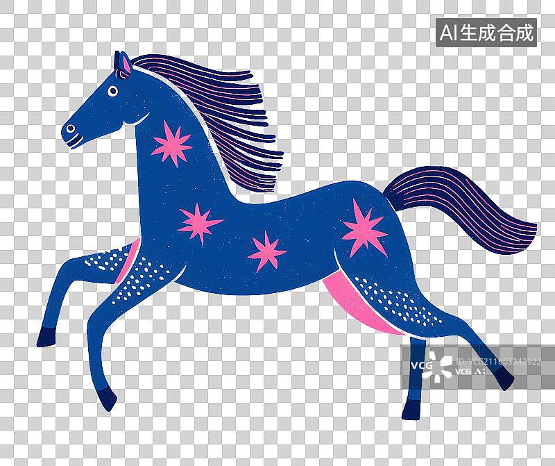 【AI数字艺术】极简色块卡通小马图片素材